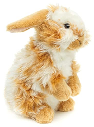 Uni-Toys - Löwenkopf-Kaninchen mit hängenden Ohren - stehend - Gold-weiß gescheckt - 23 cm (Höhe) - Plüsch-Hase - Plüschtier, Kuscheltier
