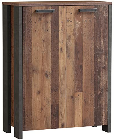 Newroom Schrank Old Wood Betonoptik Dunkelgrau Bücherregal Industrial Modern - 153x73,5x70 cm (BxHxT) - Standregal Regal - [Filia.Seven] Büro Arbeitszimmer Wohnzimmer