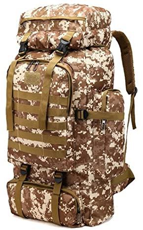 TOUYAKO Mochila de senderismo 80 L, gran capacidad, impermeable, montañismo, senderismo, ejército, táctica, mochila de senderismo, mochila de viaje, 800D Oxford