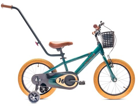 sun baby Verdant Bike Bicicleta Infantil de niño con Ruedas de Entrenamiento 16 Pulgadas, de niño 2-6 años, Manillar Ajustable y Timbre, V-Break y Freno de Torpedo (16 Pulgadas, Verde Oscuro)