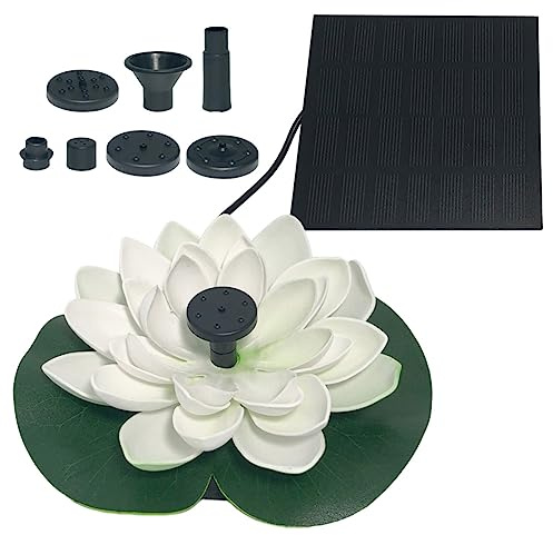 Solar Springbrunnen Lotus Brunnen, Teichpumpe mit 7 Düsen, Gartendeko Lotus Deko,Teichbrunnen Wasserpumpe für Garten,Terrassen,Pool (1.2W Weiss)