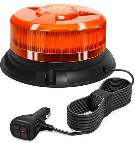 AnTom Gyrophare LED 12V-24V orange phare d’avertissement clignotant magnétique 9 Modes de Flash avec pour golf UTV Car Bus avec 3m Câble Prise Allume-Cigare