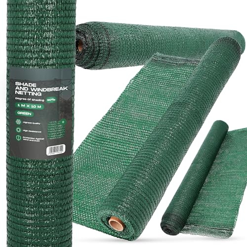 Malla Sombreo 1m x 10m Red de Sombra 90% Mallas Ocultación Pantalla Opaca Valla Tela Privacidad Protección UV Solar Paño Resistiente Viento Polvo Jardín Huerto Balcón Vallas