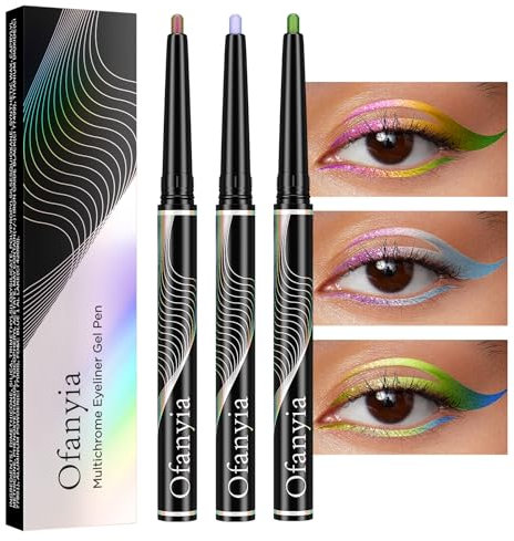Lucoss Multichrome Eyeliner Bleistift, einziehbarer Eyeliner 24h lang anhaltender Gel Eyeliner Eye Liner Hochpigmentierter Eyeliner Bleistift Wasserdichter Smudge Proof Metallic Eyeliner Stift (Set A)