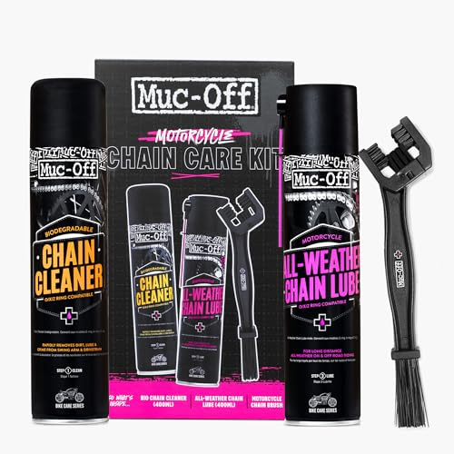 Muc-Off Muc Off El kit de cuidado de cadena de motocicleta incluye cepillo de cadena, lubricante de cadena y limpiador de cadena