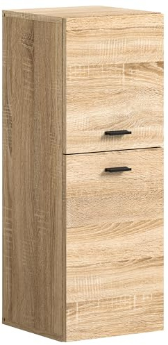 xonox.home Badezimmer Boston Badezimmerschrank Badschrank stehend Wandschrank hängend Standschrank Hängeschrank inEiche Sonoma Nb., ca.30x80x29 cm bodenstehend/hängend montierbar