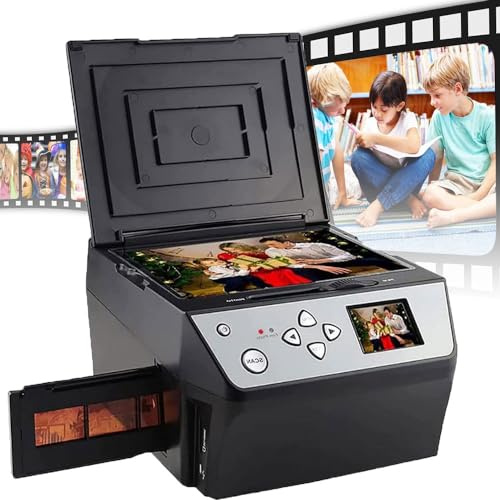 Scanner Fotografico per Pellicole/Diapositive/Foto(Schermo Lcd Da 5), Conversione Di Pellicole Da 135 E 110 Pellicole/Diapositive Da 35Mm + Foto in File Jpg Digitali HD Da 22Mp