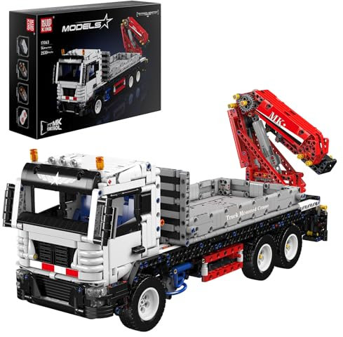 Mould King 17063 Technik Ferngesteuert Kran LKW Klemmbausteine Pneumatischer Kranwagen Bausteine mit Ladekran Truck ModellBausatz Geschenk für Erwachsene(2530 Teile)