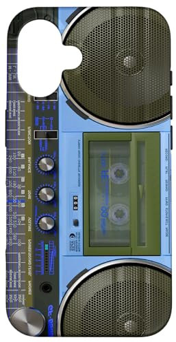 Boombox Throwback Music Stereo Ghettoblaster, Blau Hülle für iPhone 16