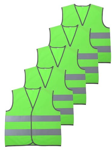 Maeau Kinder Warnwesten Junge Mädchen Reflektorweste 5 Stück Unisex Sicherheitswesten Klettverschluss Reflektor Weste Pannenwesten für Laufen Radfahren Joggen 1-3 Jahre