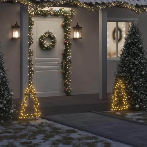 IKAYAA LED Gartenstecker Weihnachtsbaum Tanne 60cm 80 LEDs Warmweiß LED Baum Weihnachten Dekoration Garten Deko Weihnachten Outdoor Weihnachtsbaum Außen Warmweiß