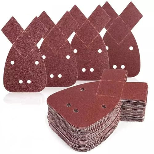 40Pcs Triangle Mouse Detail Sander Sandpaper Sanding Paper with 2 Extra Tips Hook and Loop Assorted 40/60/80/120 Grits for Black and Decker Palm Sander Pads Sandpaper