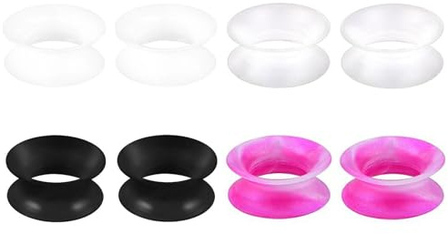 4 Paar Extra Weich Silikon Ohr Tunnel Plug, Silikon Flesh Tunnel Flexible Dünn Tunnels Plugs Double Flared Ohr Expander Piercing Schmuck für Männer Frauen, 3-25mm (Mischfarbe Set 1, 12mm)