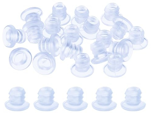 sourcing map Glass Top Table Bumpers with Stem, 30Pcs Plastic Grippers Anti Slip Pads for 5mm Hole, Furniture Pads Foot End Caps Covers Protectors for Chair, Cupboard (Clear)