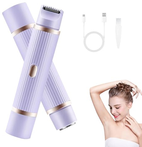 Skeadex Elektrischer Rasierer Damen Intimbereich,2-in-1 Intimrasierer für Frauen,Wasserdicht Intim Rasierer Frau,Elektrischer Bikini Trimmer Damen für Intimbereich Gesicht Beine Achse (Streifen Lila)