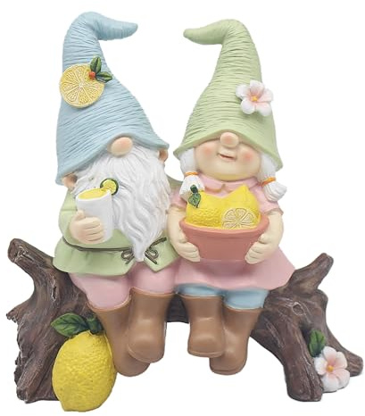 Lesser & Pavey Lemon Garden Gnome Figurines Statues For Home Decor | Ideal Ornaments Friendship Gifts For Women & Men | Lovely Table Centerpiece & Living Room Accessories