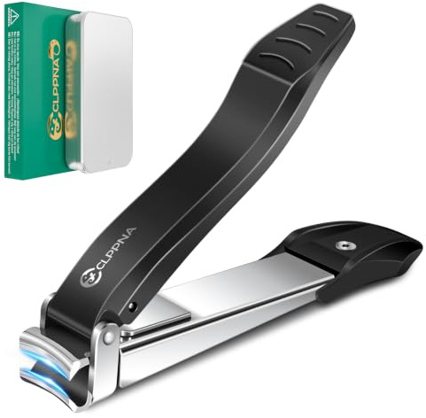 Upgrade Heavy Duty Fingernail Clippers with Catcher Anti-Splash Strong | Nail Cutter for Men Adult, German Stainless Steel Sharp Nail Trimmer, Xmas Gifts for Men Gadget Stocking Fillers Women
