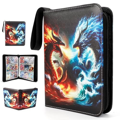 LearnToy Premium Exo-Tec 9-Pocket Trading Card Binder - 900 Side Loading Pockets for TCG, Board Games & Collectibles - Durable Water-Resistant Card Album with Secure Zip Closure