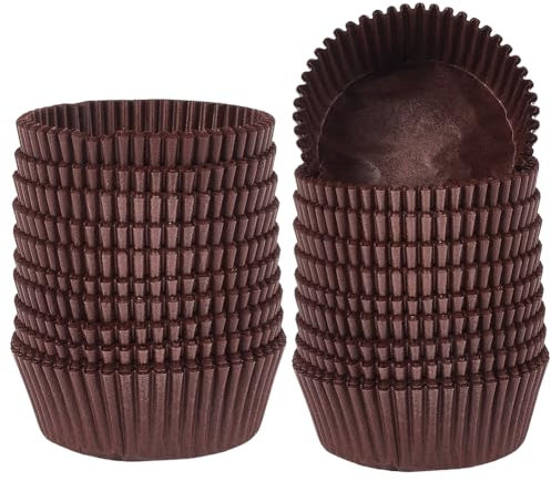 CREATCABIN 500 Moule à Cupcakes Marron sans Odeur Moule à Muffins en Papier Sulfurisé Caissettes de Cuisson pour Cupcakes Noix Crêpes Desserts Mariages Fêtes Activités à Thème Décoration 7x3.1cm