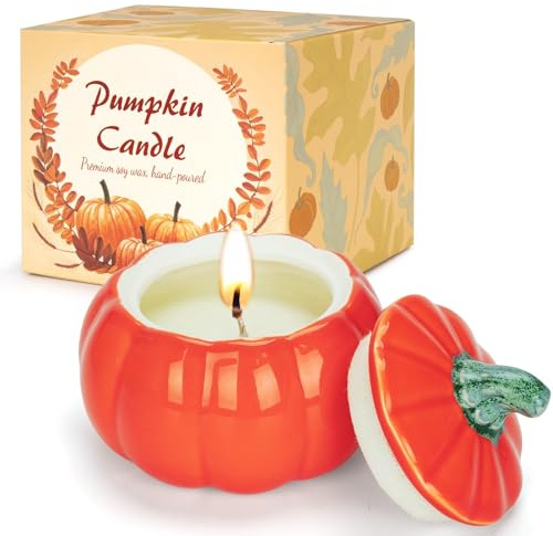 Candela di zucca autunnale candela profumata cera di soia naturale, regalo piccolo rituale invernale, candela Pumpkin Spice candela profumo di Natale, per Halloween, Natale, Pasqua e giorno del