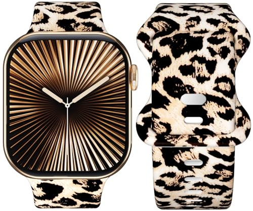 Jrkvniv Bracelet Compatible avec Apple Watch 40mm 44mm 46mm 45mm 42mm(Series 10) 41mm 38mm 49mm pour Femme Homme, Silicone Souple Bracelet Sport pour iWatch Series 9 8 7 6 5 4 3 2 1 SE Ultra