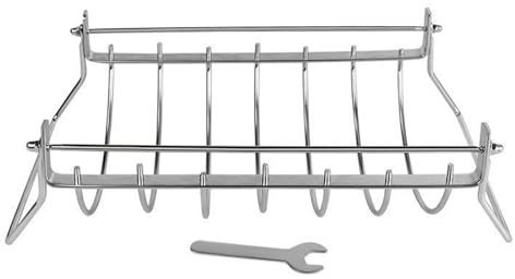 Manille pour côtes - Brochettes de barbecue en acier inoxydable - Support pliable résistant accessoire pour fumoir barbecue préparation poulet porc boeuf