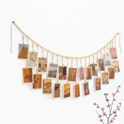 BaiDekun 1 Fotogirlande, Fotowand Für Wohnzimmer Und Schlafzimmer, Bilderrahmen Mit Klammern Und Leine, Fotoleine Mit Klammern, 150 cm，22Clip