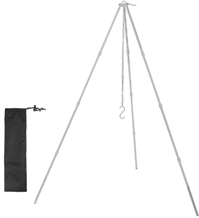 Generico Treppiede da Cucina per falò, da Cucina per falò, Treppiede da Campeggio Leggero per treppiede Pieghevole per Zaino in Spalla Catena di Sospensione Regolabile, Lega di Alluminio