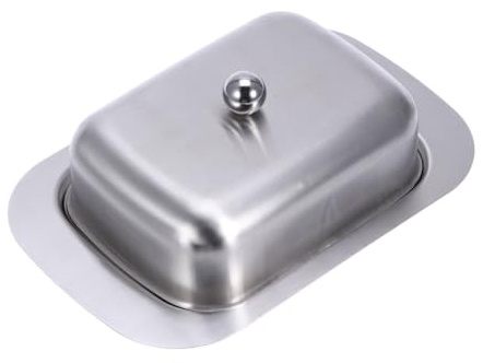 STOBAZA Beurrier Inox avec Couvercle Antirouille Plateau à Beurre Design Moderne Facile à Manipuler pour Conservation Fraîche Beurre