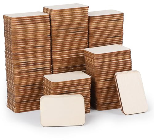 DBREAKS 200 Stück Rechteckige Holzscheiben 33x50mm Naturholz zum Bemalen | Naturholz zum Bemalen und Beschriften, für DIY, Handwerk, Hochzeit und Weihnachtsdeko