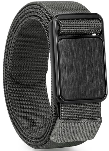 ITIEZY Stretch Tactical Belt Men, 1 3/8 Elastic Nylon Belt, Adjustable Cut for Fit, Magnetic Auto-Lock Buckle Quick-Release for Work, Hiking, EDC & Casual Wear