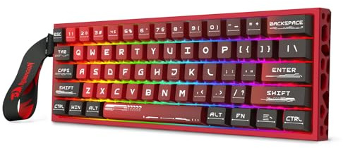 Redragon K753 HE Rapid Trigger Gaming Keyboard, 60% 61 Keys Wired Mechanical Keyboard w/Hype-Red Hollowed-Out Aluminum Base, Dedicated Hall Effect Magnetic Switch, Actuation Point Adjustable