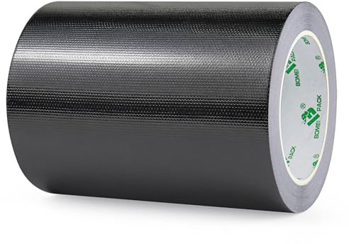 BOMEI PACK 150mmx20m Schwarz VERSTÄRKTES ALUMINIUMBAND Hitzebeständiges Wasserdichtes Alu Klebeband zum Reparieren von Metalloberflächen,Versiegeln, Reparieren und Isolieren