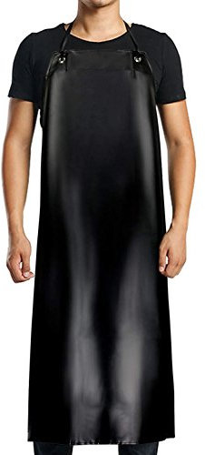 NANOOER Grembiule Impermeabile, per donna e uomo, resistente all'acqua e all'olio, per: lavaggio stoviglie, lavori di laboratorio, macelleria, cura del cane, pulizia del pesce Wait, nero, taglia unica