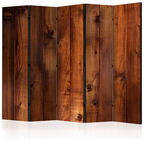 decomonkey Paravent Raumteiler Innen Holz Brett, 225x172 cm, 5-teilig | Einseitig, Wohnzimmer, Room Divider, Wall, Raumteiler Stehend, Trennwand, Sichtschutz, Spanische Wand, Sichtschutzwand