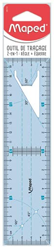 Maped – Schülerbuch – 2-in-1 – Lineal 20 cm und Winkel 45 ° und 60 ° – Lineal + bruchsicheres Winkel – erleichtert die vertikalen und symmetrischen