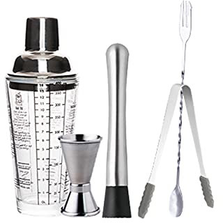 Xiaoli Cocktail Shaker Set Ensemble à Cocktail Shaker Set de Cocktail de 5 pièces, kit de Barman avec Cocktail en Verre Shaker, Outils de Cocktail Shakers à Cocktails (Color : C)