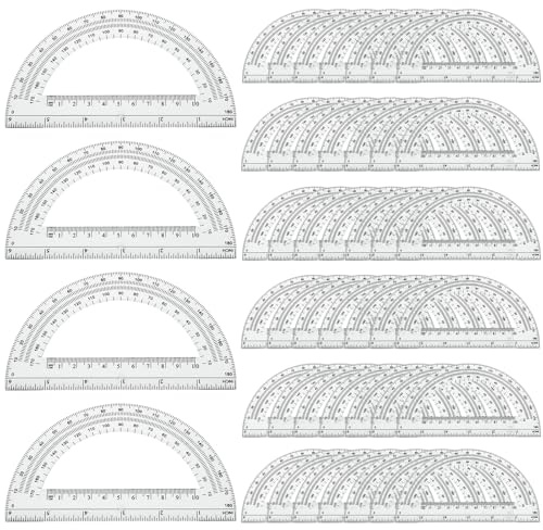 CertBuy 48 Pack Clear Protractor 6 Inch, Plastic Protractor Math Protractors 180 Degrees for Angle Measurement, Protractor for Geometry,Student Math Protractor Ruler for Drawing Geometry Classroom