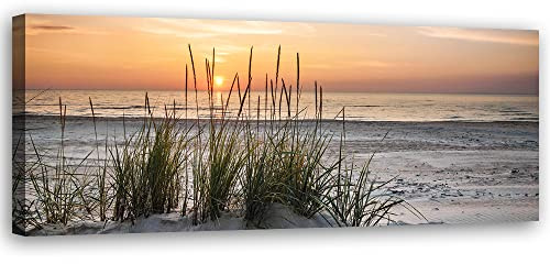 Feeby Leinwand Bilder - Nordsee - Meer - 90x30 cm- Deko Wohnzimmer - Wandbilder Schlafzimmer - Deko Aesthetic - Wand Deko - Leinwand Groß - Bäume - Deko Zimmer - Leinwandbilder XXL