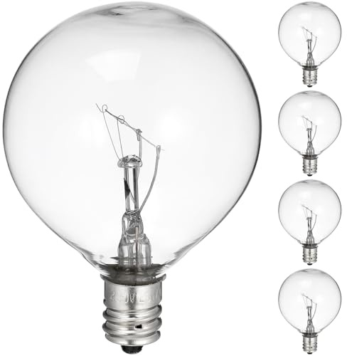 FRCOLOR 5Pcs Aromatherapy Light Bulb Set G50 25W E12 Wax Warmer Bulbs for Incense Lamps and String Lights High Temperature Resistant Globe Bulbs with Built-in Fuse for Safe Home Use