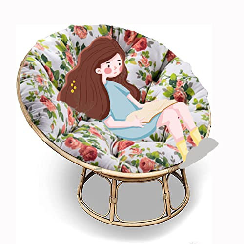 Runde Papasan Sessel Stuhl Auflage Papasan-Kissen für Drehsessel Korbsessel Balkonstuhl【Stuhl Nicht Enthalten】 (P8 Ø120cm/47.2 in)