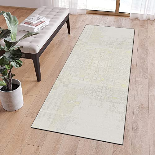 QQrunner Teppich Läufer Flur Küchen 80x200cm Teppichläufer rutschfest Abstrakt Beige rutschfest Waschbar Meterware Lang Küchenteppich Schlafzimmer Korridor, Anpassbare Größe, 40-120cm Breit