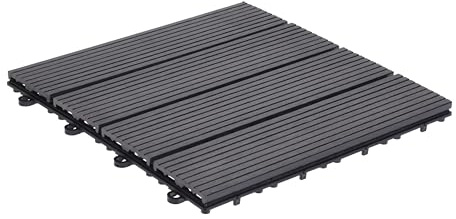 Pro Garden Set mit 6 Bodenfliesen, 30 x 30 cm – Clip-System mit 4 Punkten – direkte Installation auf dem Boden ohne Sockel – ästhetische Außenbeschichtung, wetterfest – Dunkelgrau