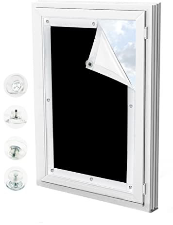 XtraCare Fenster Verdunkelungsrollo, Verdunklungsrollo ohne Bohren, 100% Blickdicht Fenster Verdunklungsstoff, Schwarz, 48x93cm (F06)