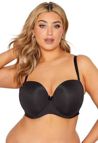 Yours Curve Moulded Underwired Full Cup Multiway Bra with Removable Straps - Women's - Plus Size Curve Black