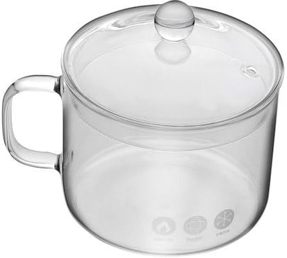 Glass Saucepan Heat Stovetop Cooking Pot with Lid, Microwave Steamer for Cooking Microwave Saucepan and Lid
