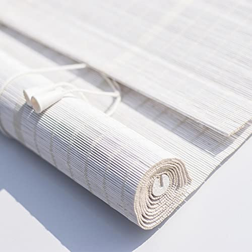 sgxxkj123 Weiße Bambusrollos Blickdicht,Fenster-Rollo Bambus,Innen Sonnenschutz und Sichtschutz Rollo Seitenzugrollo,for Indoor Und Outdoor,Teehaus,Mit Beschlag (60 * 160cm/24 * 63in)