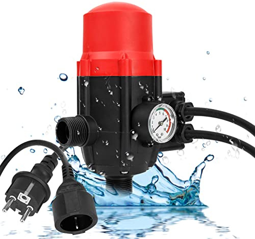 Ansobea Elektronische Pumpensteuerung 1100W 9000l/h, Druckschalter für Wasser, 10 Bar Druckwächter mit Kabel, IP65 Druckschalter für Wasserpumpen, überwacht den Wasserdurchfluss (1.5-2.2 Bar）