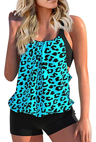 Saymany Tankini Damen Zweiteilig Badeanzug Push Up Bademoden Bauchweg Tankini Set Drucken Oberteile Und Badeshorts Badeanzug Beachwear Zweiteiler Mode Tankinis Mit Pads
