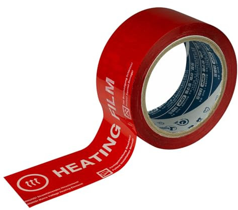 Mi-Heat Nastro adesivo in OPP rosso, 5 cm di larghezza, 50 m di lunghezza, per il fissaggio di pellicole riscaldanti sulla base della pellicola riscaldante e per l'incollaggio di pellicole Aqua-Stop